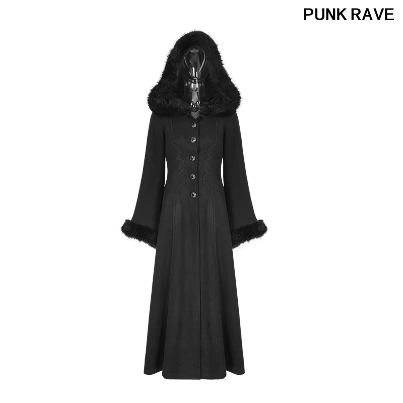 

female neckline cuffs decorated with artificial imitation wool coat cashmere worsted Gothic Disc Flowers Worsted Coat Y-796