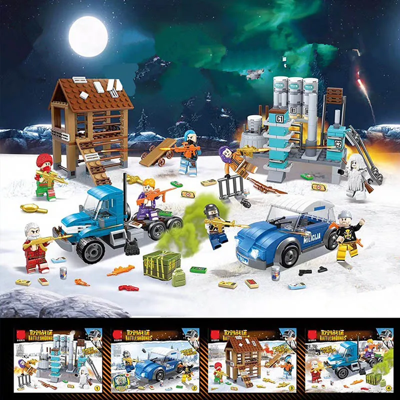 

NEW LegoINGlys MILITARY PUBG Game 4 in 1 Model set Army Soldiers Minifigure Figures SWAT Building Blocks Toys For Children Gift