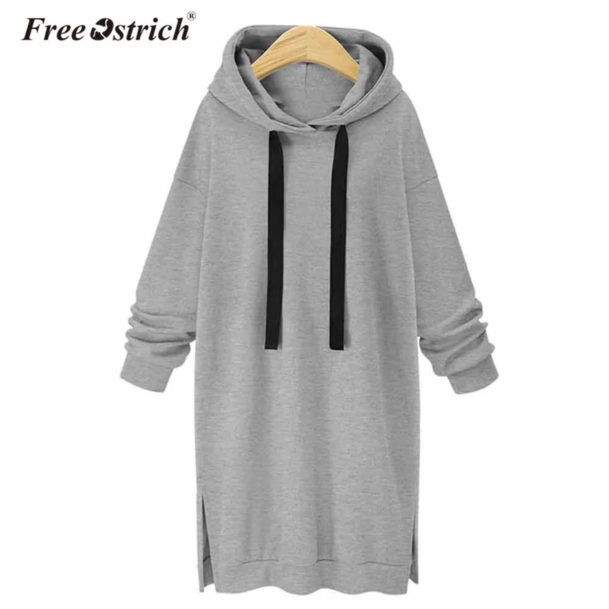 

Free Ostrich Winter Hoodies Sweatshirt Women Long Coat Loose Solid Long Sleeve Pullovers Oversized Hooded Sweatshirt D35
