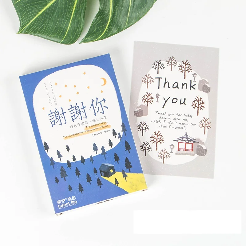 30 Sheets LOT Thank You Postcard Greeting Card Wish Card Christmas