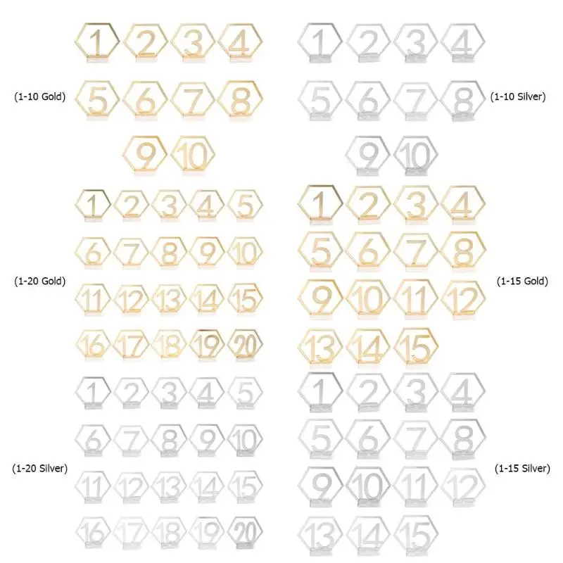 Шестигранный стол для чисел и символов для свадебной вечеринки декор серебряное золото номер день рождения геометрический стол сиденье карта римские цифры