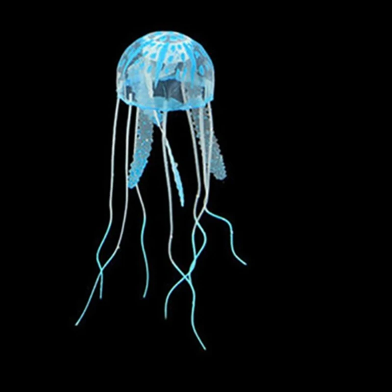 Новинка, светящийся эффект, искусственный силикон, яркие медузы, аквариумные украшения, мини подводная лодка, Подводные украшения - Цвет: Blue