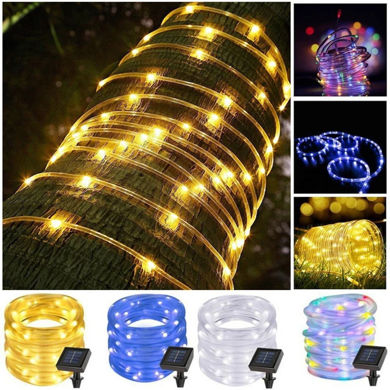 Billige 7 M 22 M Solar Led Streifen licht Seil Rohr Lampe Kupfer String Licht Solar Fee Licht Urlaub Weihnachten party Led Solar Garten Lampe