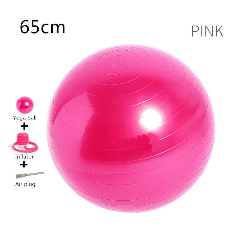 65cm-Pink Мяч для фитнеса Йога мяч для пилатеса анти-скольжения тренажерный зал баланс Fitball с насосом тренировки массаж взрывозащищенный Фитнес мяч 55 см 65 см 75 см - Цвет: 65cm-Pink