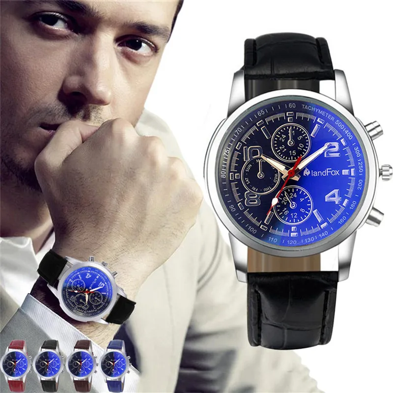 New Men Watches Luxury Fashion Crocodile Faux Leather Analog Watch Watches Male Hour Men Clock Relogio Masculin M04 (2)