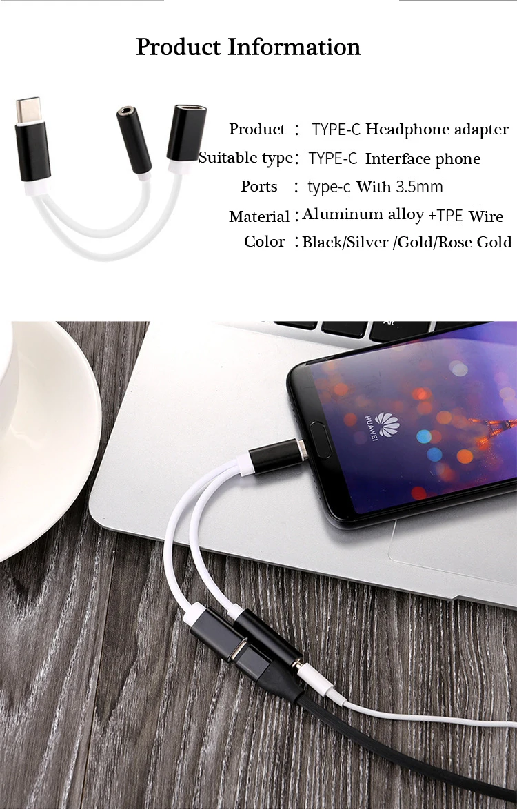 Кабель-разветвитель Cherie type C Usbc до 3,5 мм AUX аудио разъем адаптер для наушников зарядное устройство конвертер для huawei Xiaomi samsung Motorola