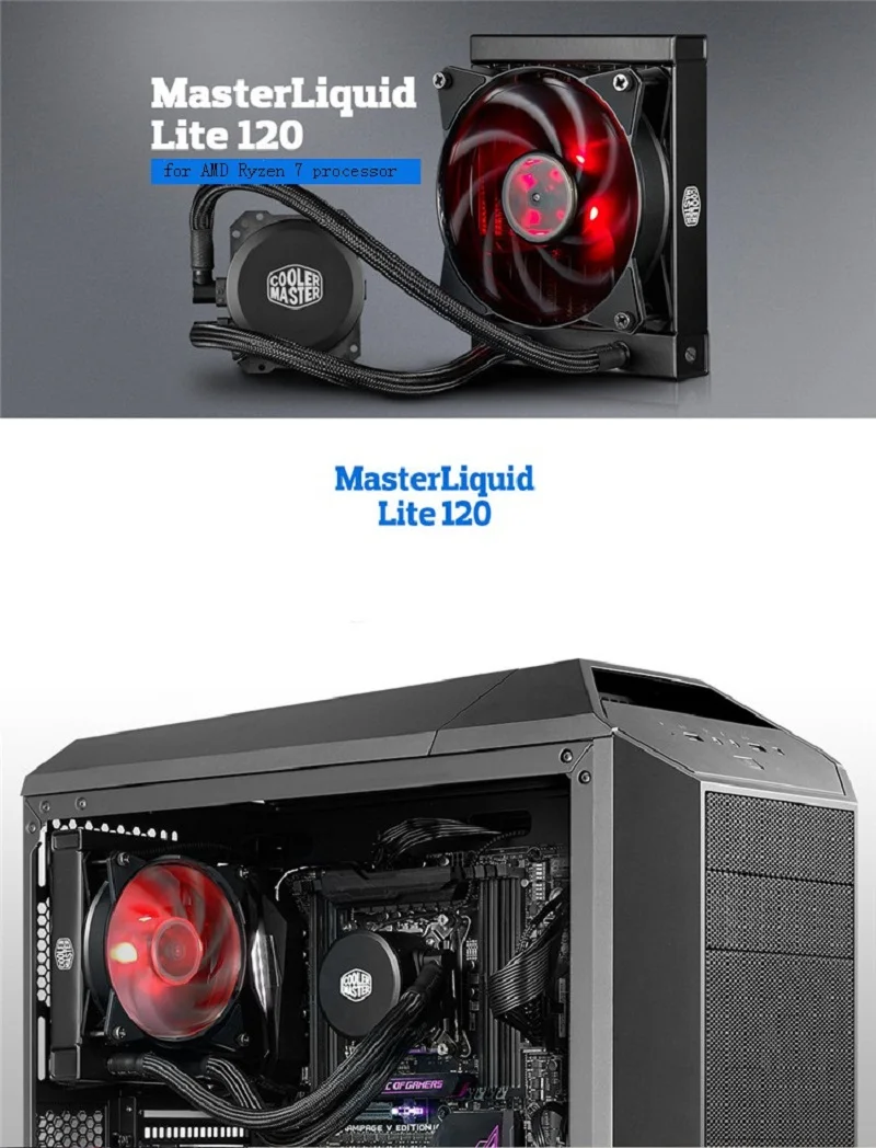 Кулер Cooler Master B120 cpu жидкостный кулер 120 мм красный светодиодный тихий вентилятор для Intel 1151 1150 2011 2066 и AMD AM4 cpu кулер для воды