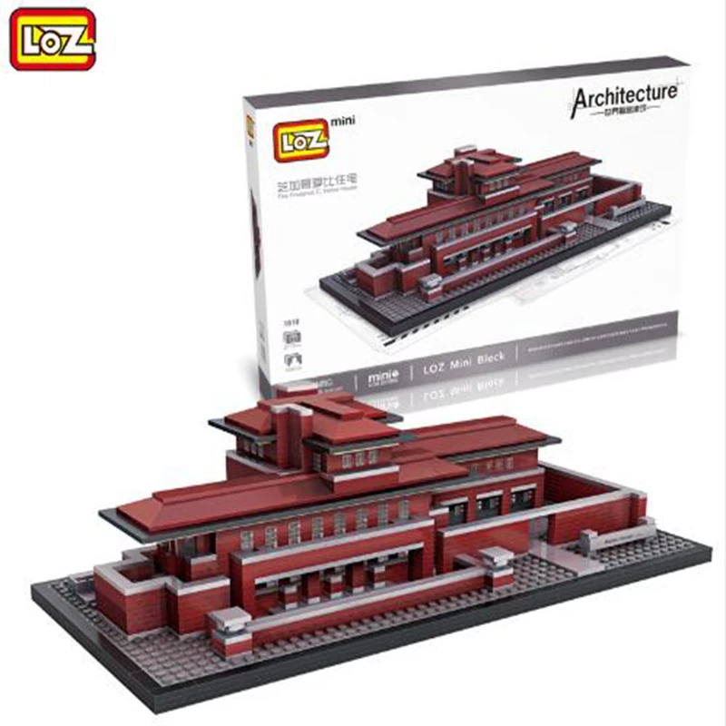 

LOZ Mini Architecture Building Blocks Robie HousePlastic Assembly Model DIY Building Blocks Robie House House 1018