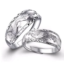 Silver 925 ring gold Silver 925 Jewelry Costume Jewelry Rings Sterling silver dragon and phoenix couple two-piece set 7g 5885 kjjeaxcmy fine jewelry 925 sterling silver plated white gold ring pendant deep amethyst necklace set ladies two piece suit