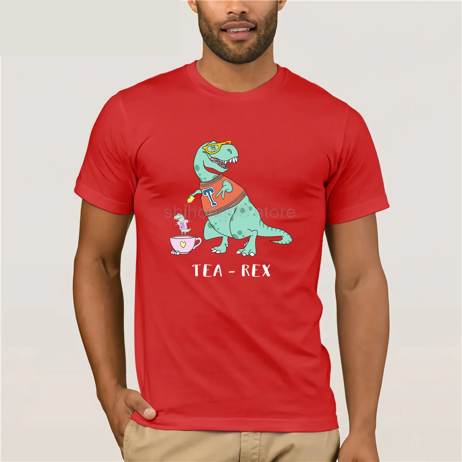 

Funny TEA-REX T-Rex &Tea T-Shirt Brand T-shirt casual top 2019 latest popular men's casual T-shirt