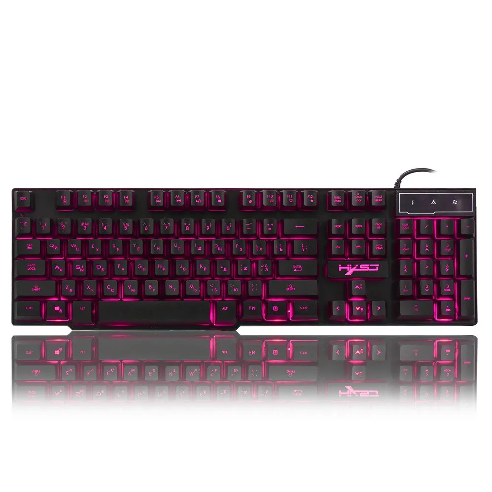 

HXSJ R8 LED Illuminated Backlight USB Wired PC Gaming Keyboard Russian + English 4.12