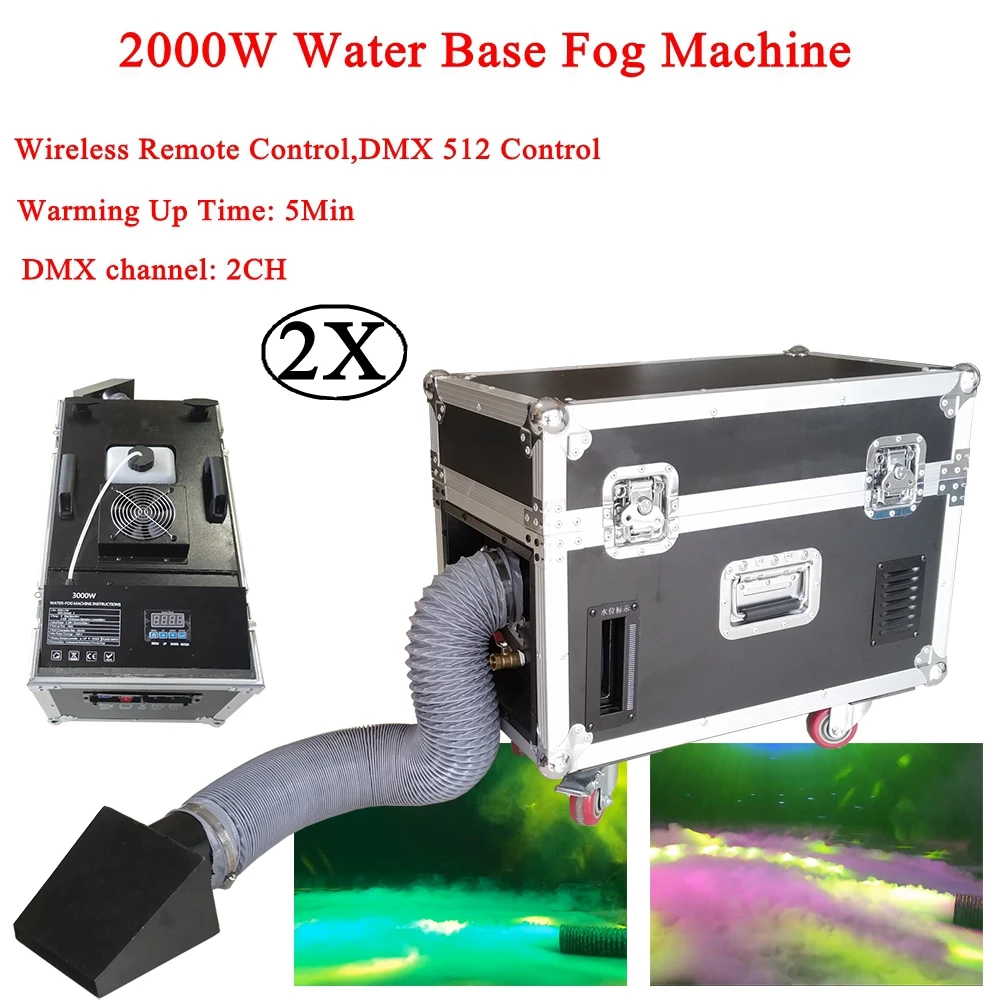 

2Pcs/Lot Mini 2000W Water Base Fog Machine Smoke Machine Wireless Remote DMX512 Stage Effect Low Lying Water Fog Smoke Machine