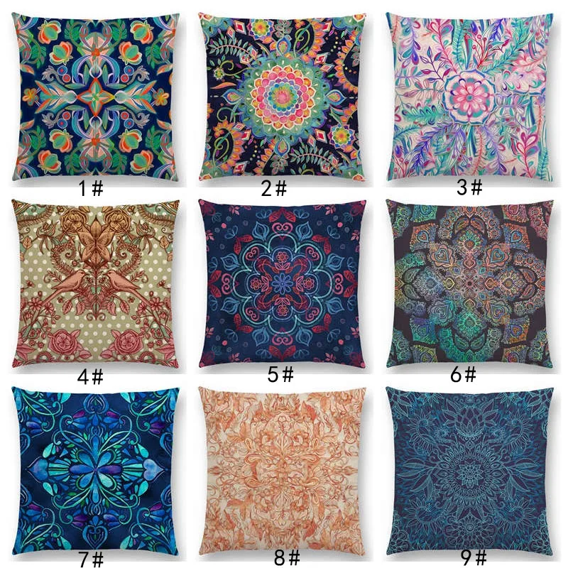 

New Dream Art Flowers Gorgeous Floral Doodle Botanical Geometry Nature Pattern Retro Car Cushion Cover Sofa Throw Pillow Case