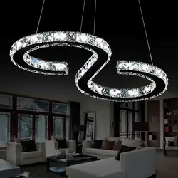 Современная Chrome люстра кристаллы Круглый кольцо 24 Вт светодиодный Нержавеющая сталь висячие светильники Кухня подвесной светильник