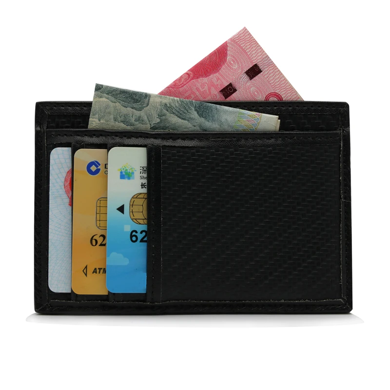 1PCS carbon fiber Business Credit Card Holder Metal Wallet door order pocket bank identity card ...