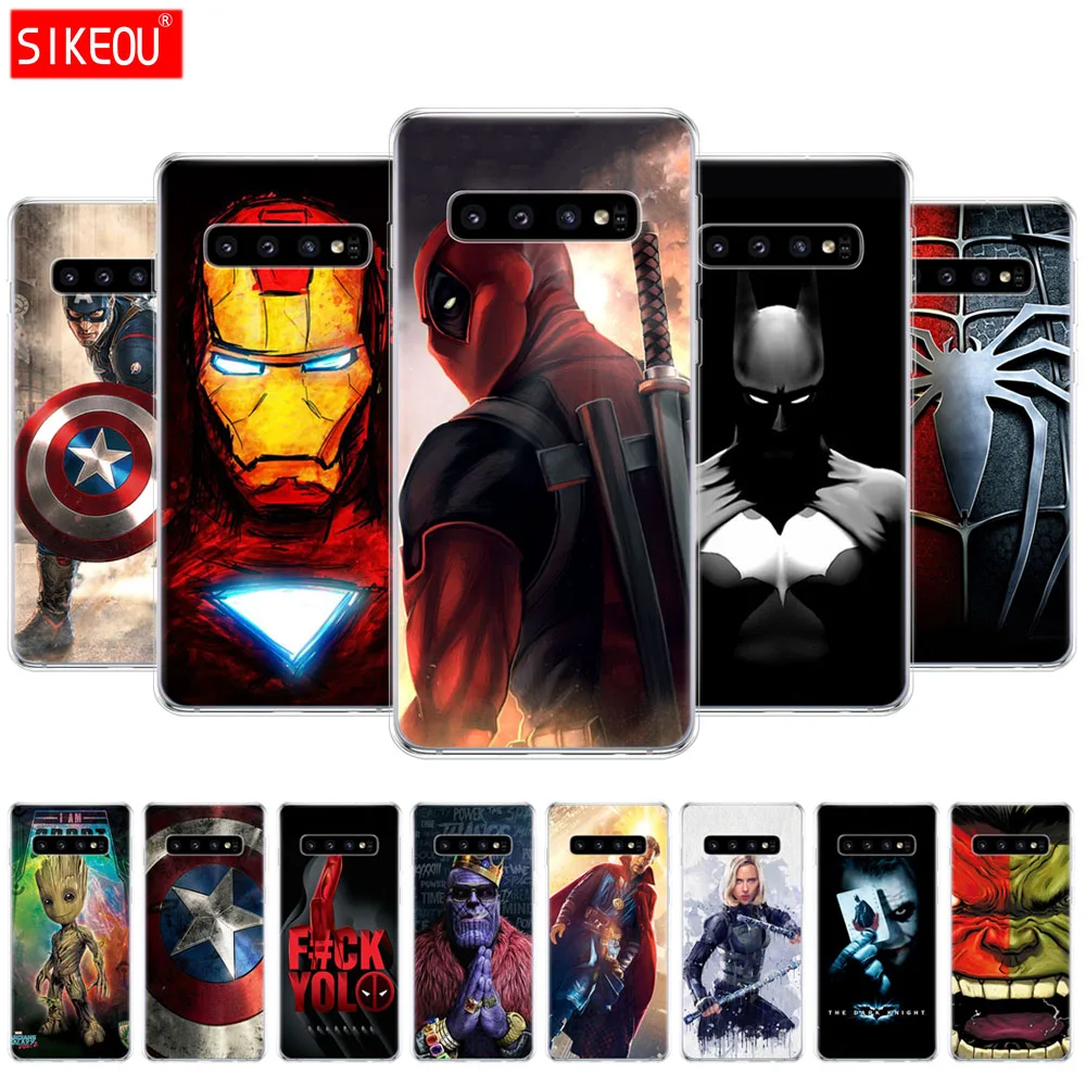

case For Samsung Galaxy S10 S9 S8 PLUS S7 S6 egde case Fundas coque bumper etui Marvel Avengers Superhero captain ironman thanos