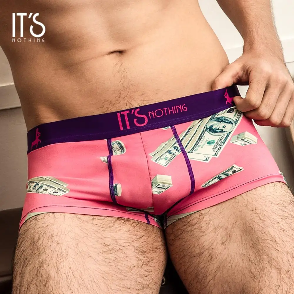

IT'S NOTHING DOLLAR PATTERN 2019 NEW Luxury Classic Sexy Men Underwear Boxer Hand Drawn Cartoon Male Pants Original Design Gay