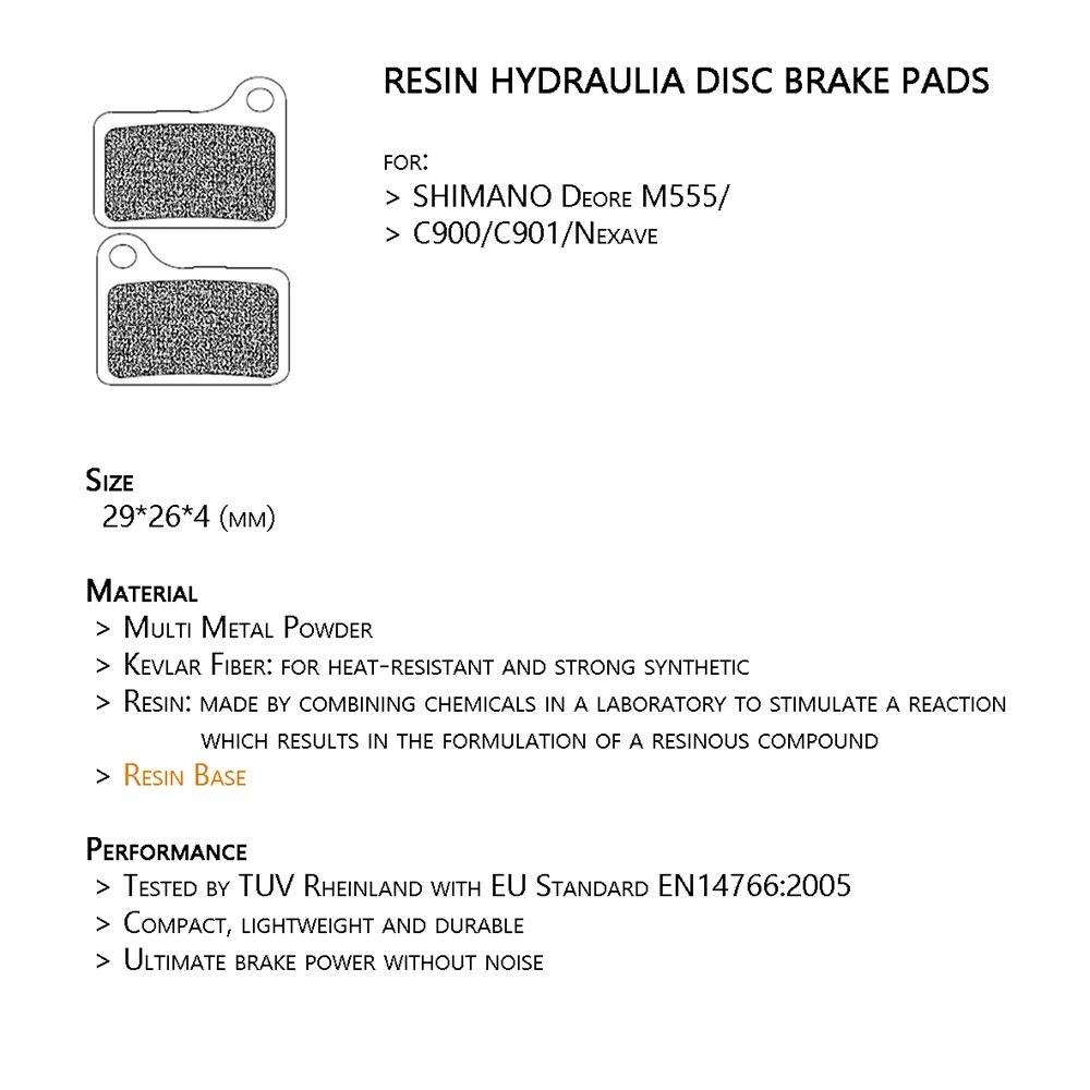 Eooz, наборами по 2 пары полуметаллическое соединение дисковые велосипедные тормозные колодки для Shimano Deore M555 C900/901 Nexave