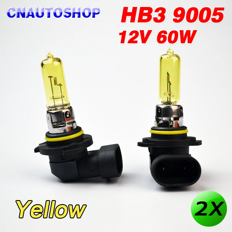 Hippcron 2 x HB3 9005 Yellow 12V 60W Halogen Lamps Auto Headlights Car