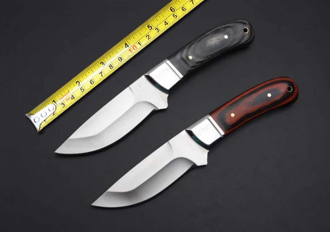 

2 Options! K91 Camping Fixed Knives,5Cr13Mov Blade Color Wood Handle Hunting Survival Knife.