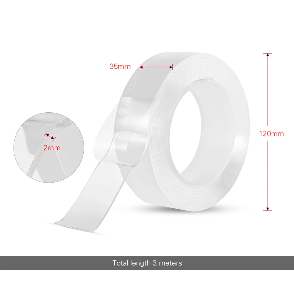 3 метра многофункциональная бесследная двухсторонняя нано ПУ Гелевая лента бесследная моющаяся клейкая лента домашняя противоскользящая фиксированная клейкая лента
