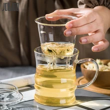 JOUDOO креативная прозрачная стеклянная кружка для молока кофейная чайная чашка чайный горшок Breif домашняя офисная посуда для напитков с фильтром для заварки чая и Lid35