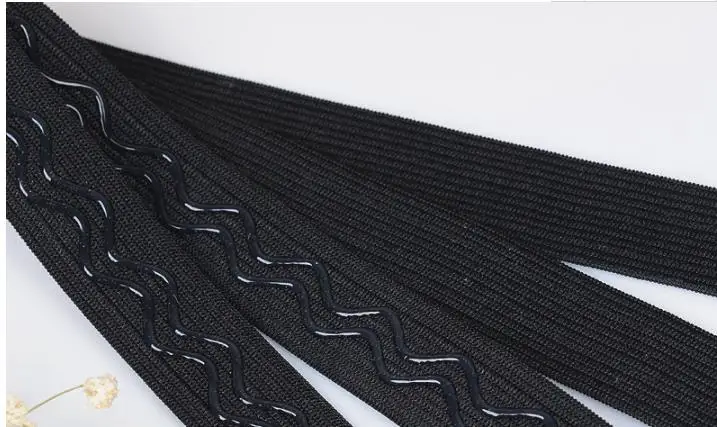 Новинка 10 м/лот " 25 мм Резиновая лента силиконовая резинка черная волнистая форма противоскользящее покрытие швейная ручка лента аксессуары для одежды