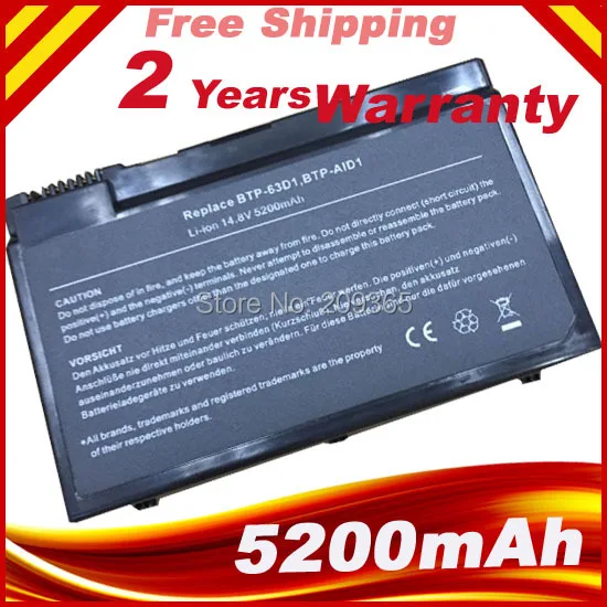 

5200mah 8 Cells New Laptop Battery for Acer Aspire 3022WLMI 3023LMi 3610 BTP-63D1 BTP-98H1 BTP-AFD1 BTP-AGD1 91.49Y28.001