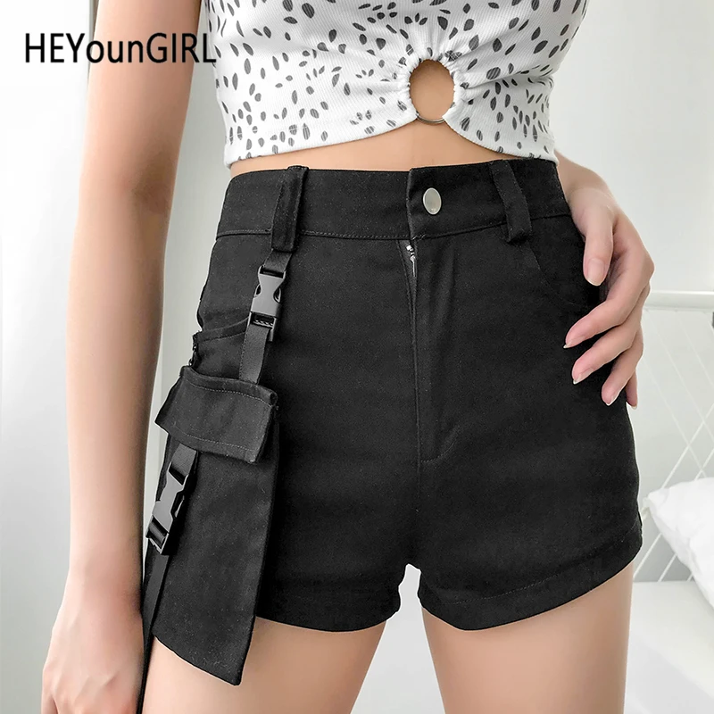 

HEYounGIRL Harejuku Punk High Waist Shorts Casual Black Short Pants Women Korean Cargo Woman Shorts with Pockets Zipper Summer