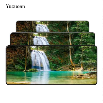 

Yuzuoan Beautiful Waterfalls In Woods Rubber Soft gaming Large mouse Cool Games black mouse pad Black Overlock Mouse Pad