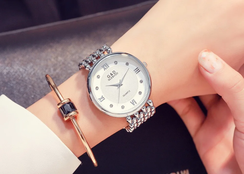 G& D женские часы роскошные женские часы-браслет серебряные Модные женские кварцевые наручные часы Reloj Mujer Montre Femme Римский стиль