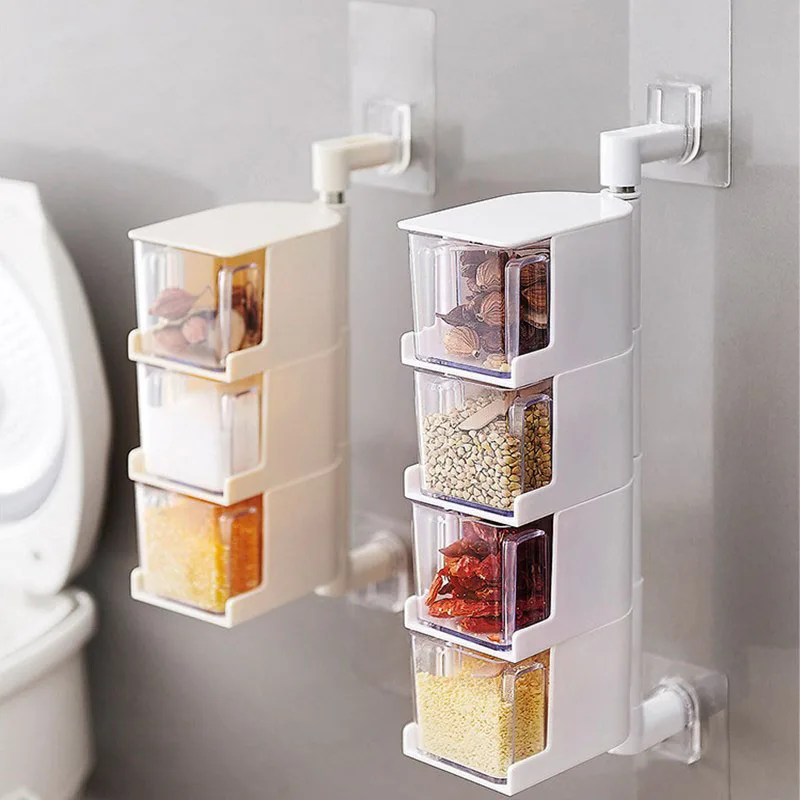 4 й напольный прозрачный акриловый поворотный Кухонный Контейнер для специй