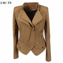 Lxmth, S-6XL, мотоциклетная замшевая куртка, женская, весна, короткая, тонкая, ПУ кожа, пэтчворк, пальто, Панк размера плюс, женские повседневные куртки