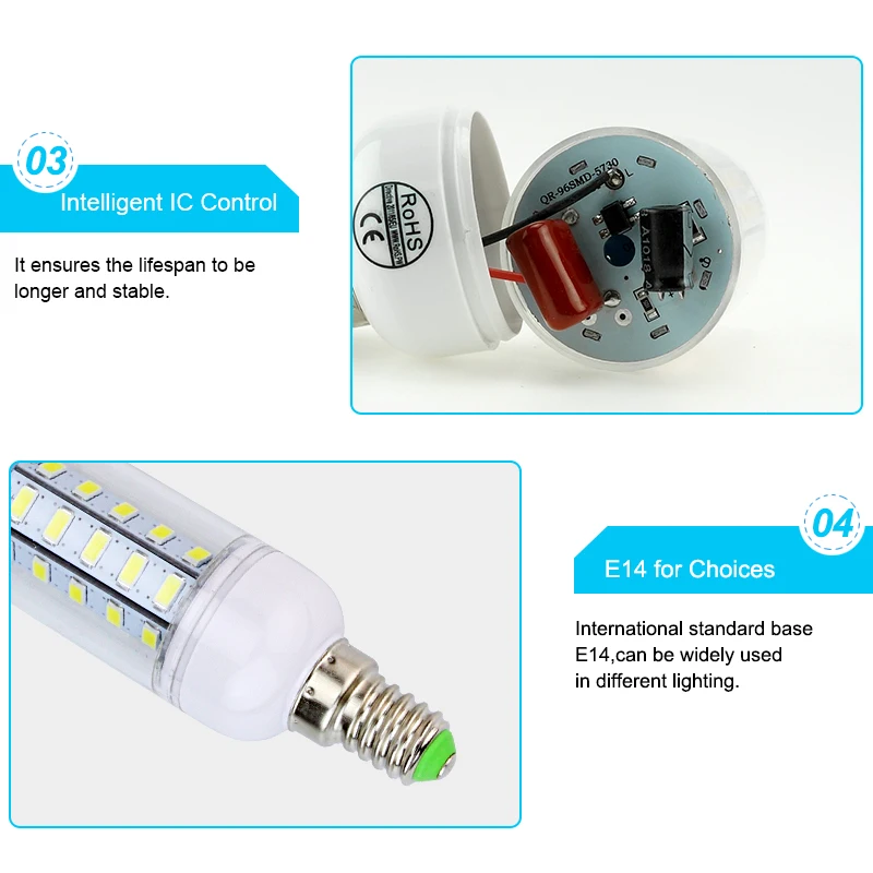 Светодиодный светильник E14 220 в 110 В светодиодный 5730 SMD кукуруза люстра свеча