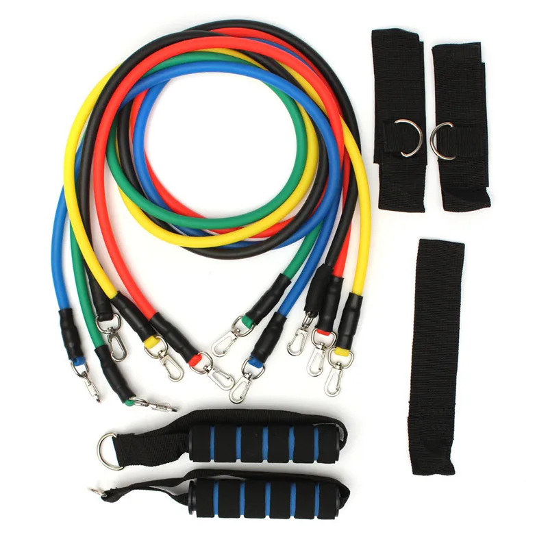 

NEW ARRIVAL Practical 11PCS Resistance Tube Set Gym Fitness Exercise Workout Heavy Handles Yoga for Band Pull Rope Training Cord