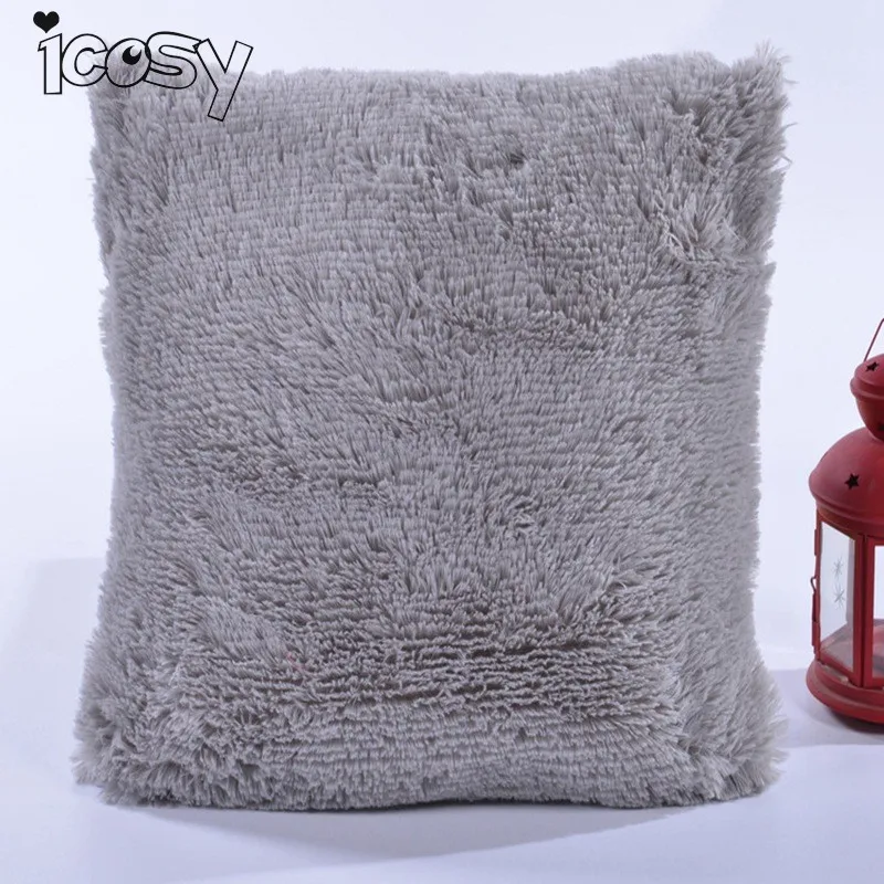 

Hot Pillow Case Solid Plush Cushion Cover Square House De Coussin Home Decorative Pillows Almofadas Car Chair Seat Cushions D15
