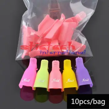 

by ems or dhl 200sets 10pcs/set 8Colors Plastic Nail Art Soak Off Cap Clip UV Gel Polish Remover Wrap Nail Tools Cleaner