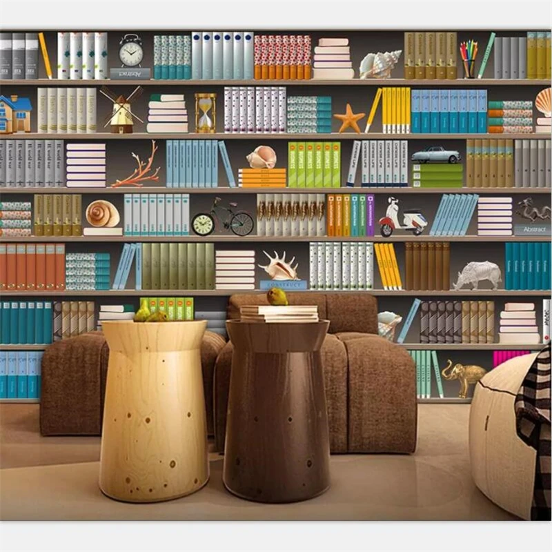 3d стерео книжная полка книжный шкаф фон для гостиной спальни papel de parede 3d|Обои| |