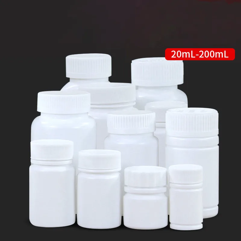 عالية الجودة فارغة الأبيض جولة البلاستيك التعبئة والتغليف HDPE الطب حبة كبسولة زجاجات 100% جديد المواد الغذاء الصف تخصيص