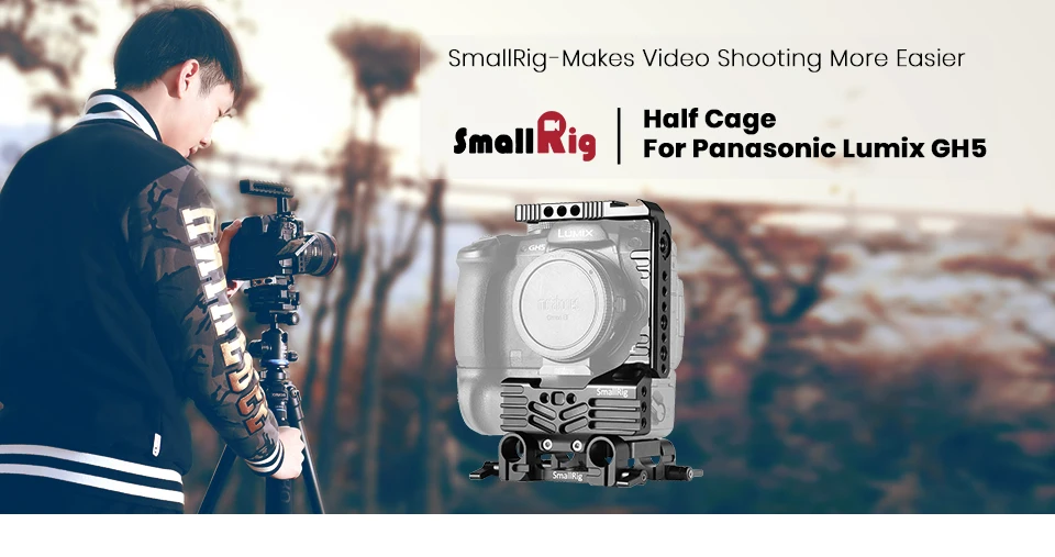 SmallRig GH5 Половина Клетка+ двойной стержень зажим опорная пластина система Комплект для Panasonic Lumix GH5 камера клетка с батарейным захватом