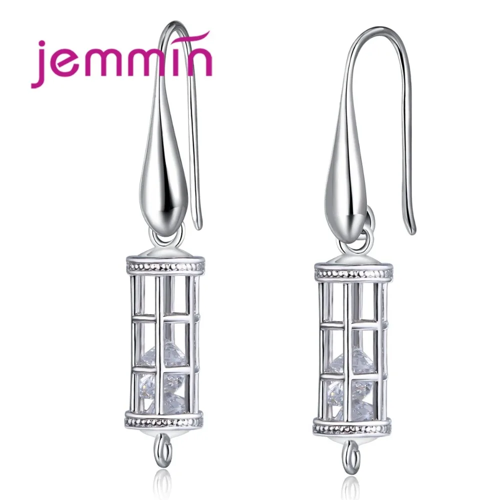 

Jemmin Newest Telephone Telephone Booth Shape Prevent Allergy 925 Sterling Silver Clasp Earrings Findings Jewelry With Crystal