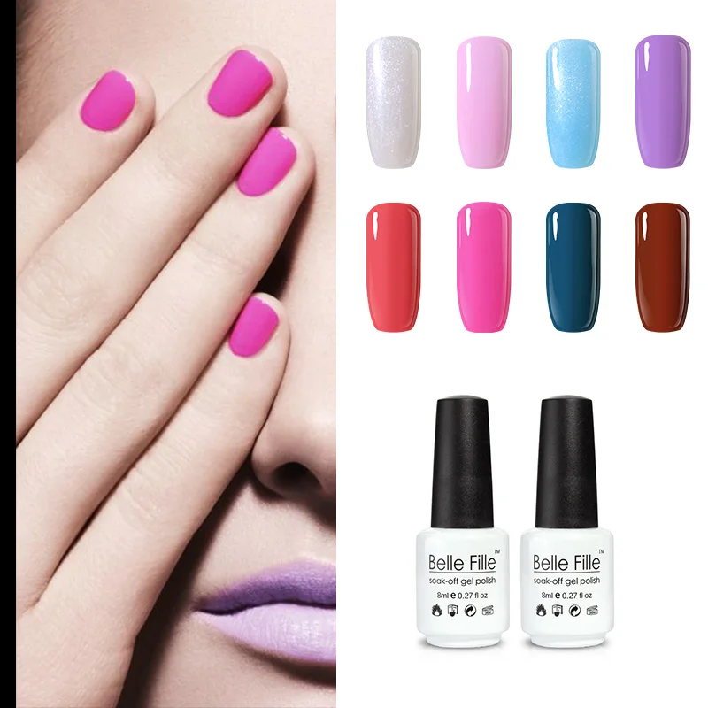 BELLE FILLE 8ml Professional UV Nail Gel Polish Clear Color Coat DIY acrylic Nail Primer