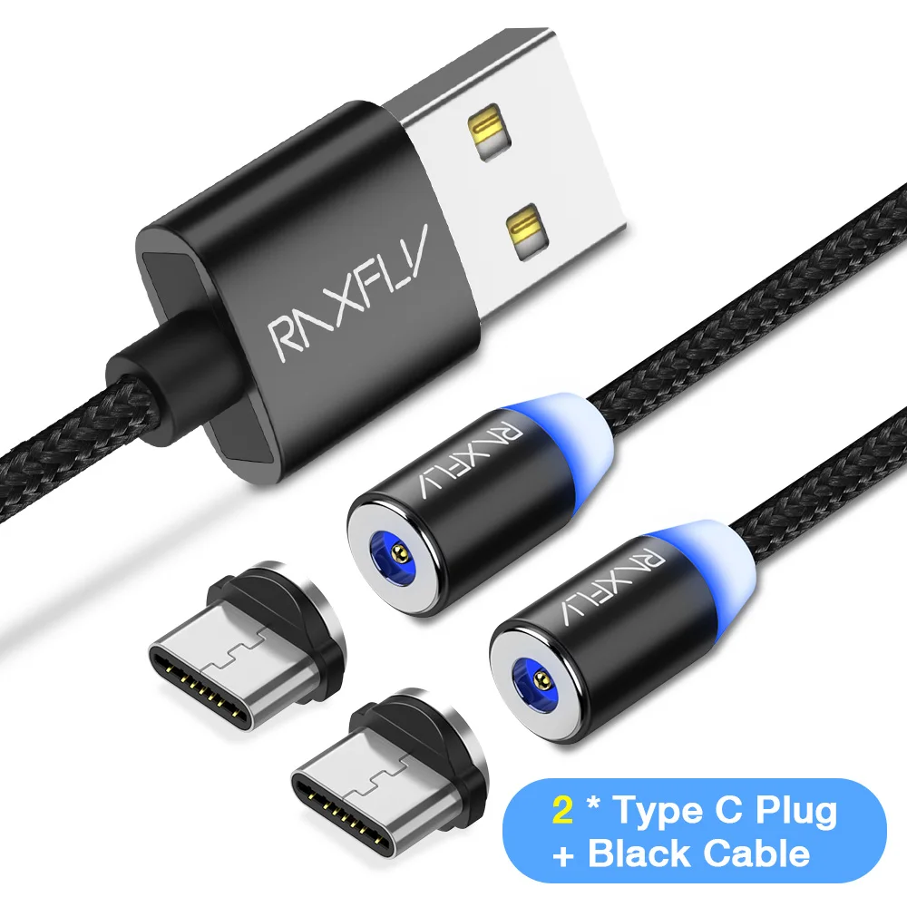 2 в 1 Магнитный кабель RAXFLY Lighting to usb type C кабель для iPhone X 7 XS Max Магнитная Зарядка Micro USB провод магнит зарядное устройство - Цвет: 2 Type C Cable