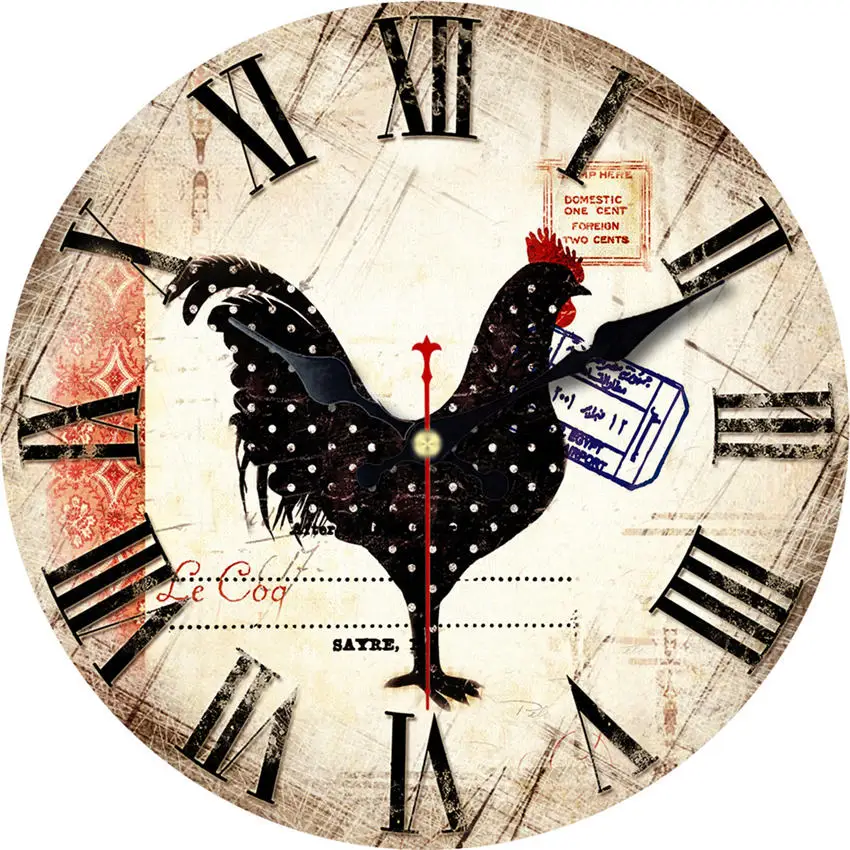 Потертый шик, настенные часы с совой, винтажные настенные часы, настенные часы для домашнего декора, настенные часы с птицей, большой подарок - Цвет: Wall Clock 4