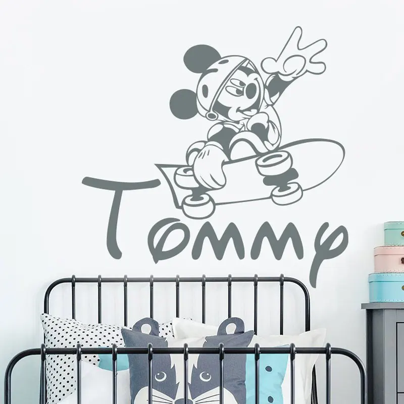 

Custom boy name, mouse applique, nursery decorated vinyl custom name wall decal, boy room decor, baby room decal, DIY07