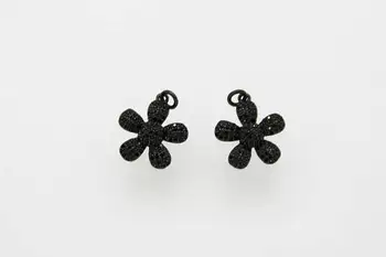 

Black CZ Micro Pave 18mm Flower Pendant With CZ Bail