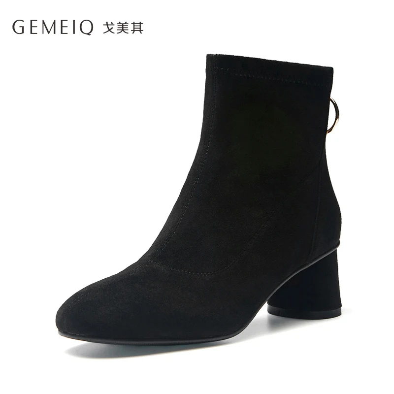 Frauen Kurze Absätzen Kappe Elegante Winter 2018 Hohen Mode Hohe Neue Hills coffee Gemeiq Mit Black Bold Stil Runde Stiefel Zipper zP4xaw