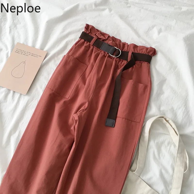 Neploe Весна Лето Высокая талия брюки карго Pantalon Femme уличная одежда однотонные свободные хлопковые брюки корейские женские джогги спортивные брюки