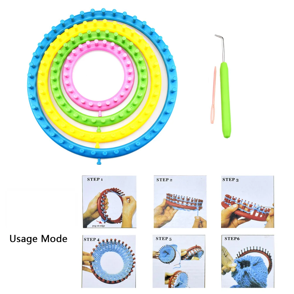 

4Pcs/set DIY Knitting Tool Set Round Knitter Looms Ring Yarn Needle Sock Scarf Hat Maker Weave Loom Kit Craft Sewing Tool