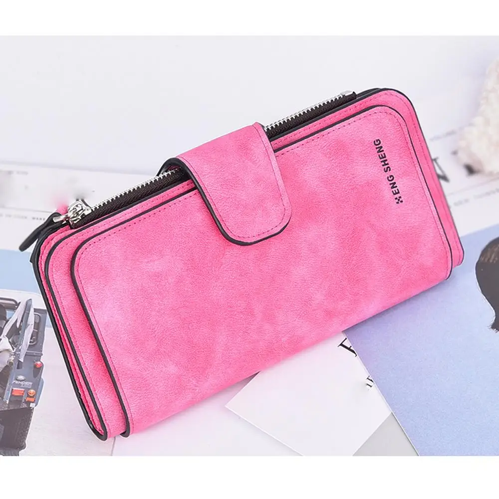 

Fashion Leather Women Wallets High Quality Long Wallets Lady Solid Color Matte Section Three Fold MultiCard Wallets Maison Fabr